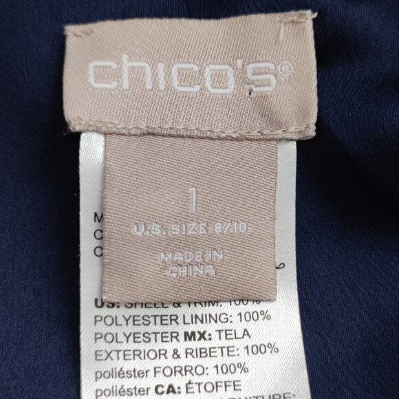 Chico's Kimono Jacket Top Vibrant Floral Print Multi-Color Sz 1 With Tie Sleeve - Picture 8 of 8